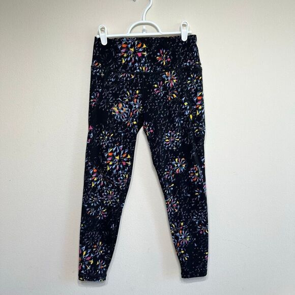 Sweaty Betty Black Faceted Floral Crop Leggings 6 Women - Picture 1 of 10